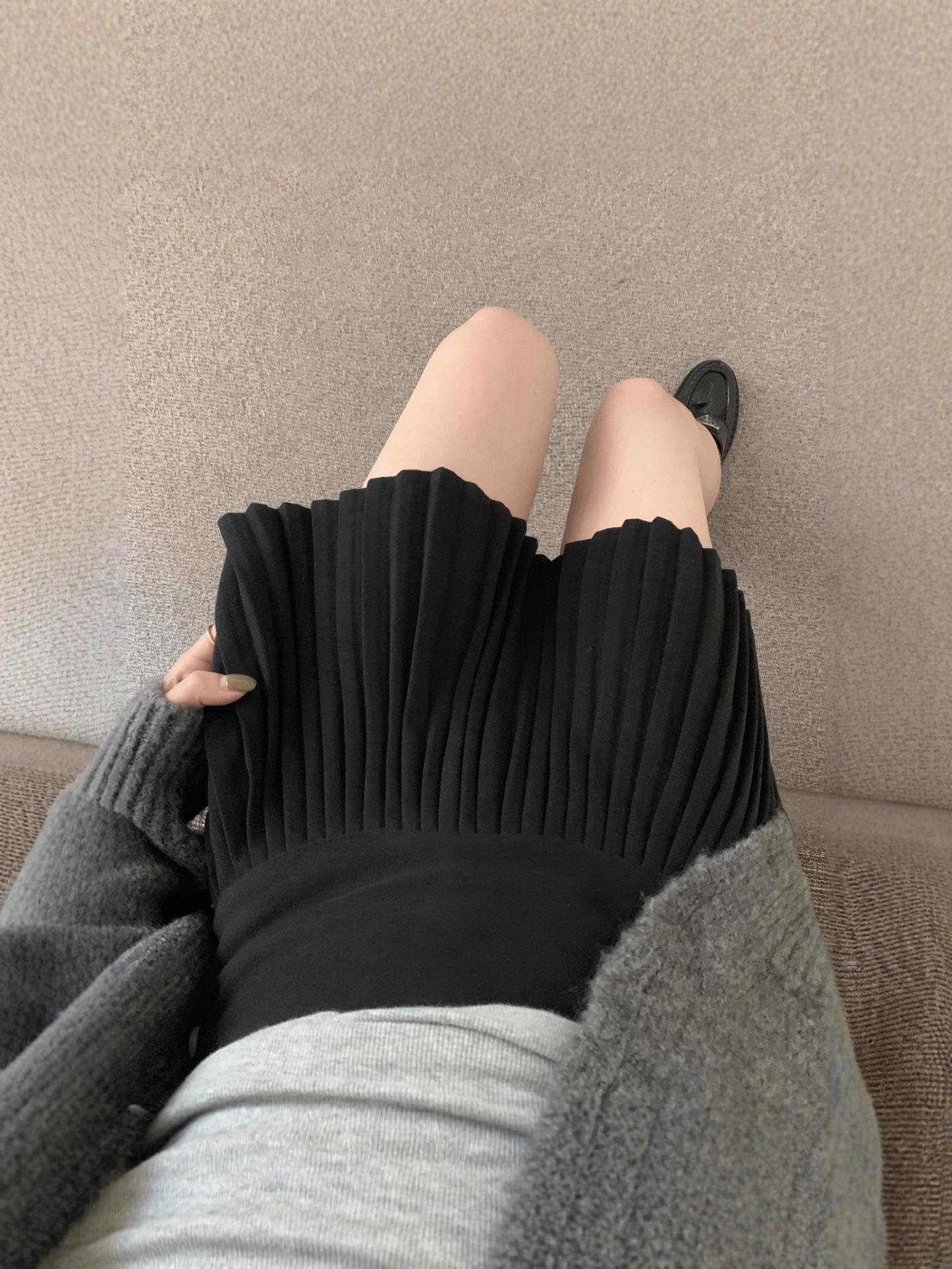 2025 Autumn/Winter Korean Style Thickened Wool A-line Short Skirt Medium чёрный