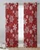 Christmas Snowflake Texture Red Sheer Curtains for Living Room Decoration Window Curtains Kitchen Tulle Voile Organza Curtains