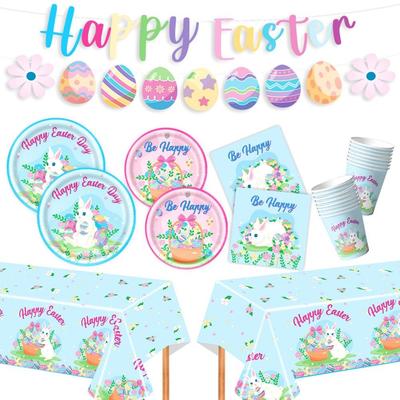 Creative Easter Party Decorations Rabbit Cute Happy Easter Decor Balloon Colorful Rabbit Egg Banner Party Atmosphere