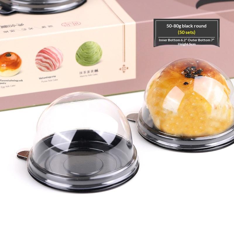 Dessert Gift Packaging Boxes 50Pcs Food Grade Plastic Egg Yolk Pastry Containers for Home Baking Gifting Party Supplies