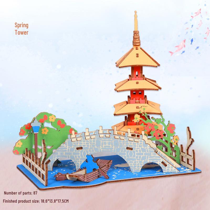 3D Wooden Puzzle Model Kit for Kids and Adults - Educational Brain Toy and Gift