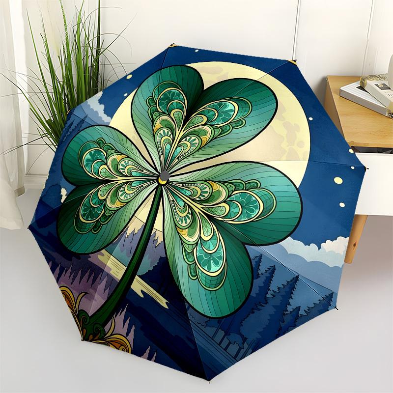 1pc Four-Leaf Clover Night Landscape Umbrella with Plastic Handle,Suitable for All Seasons Home Travel Outdoor UmbrellaB1625
