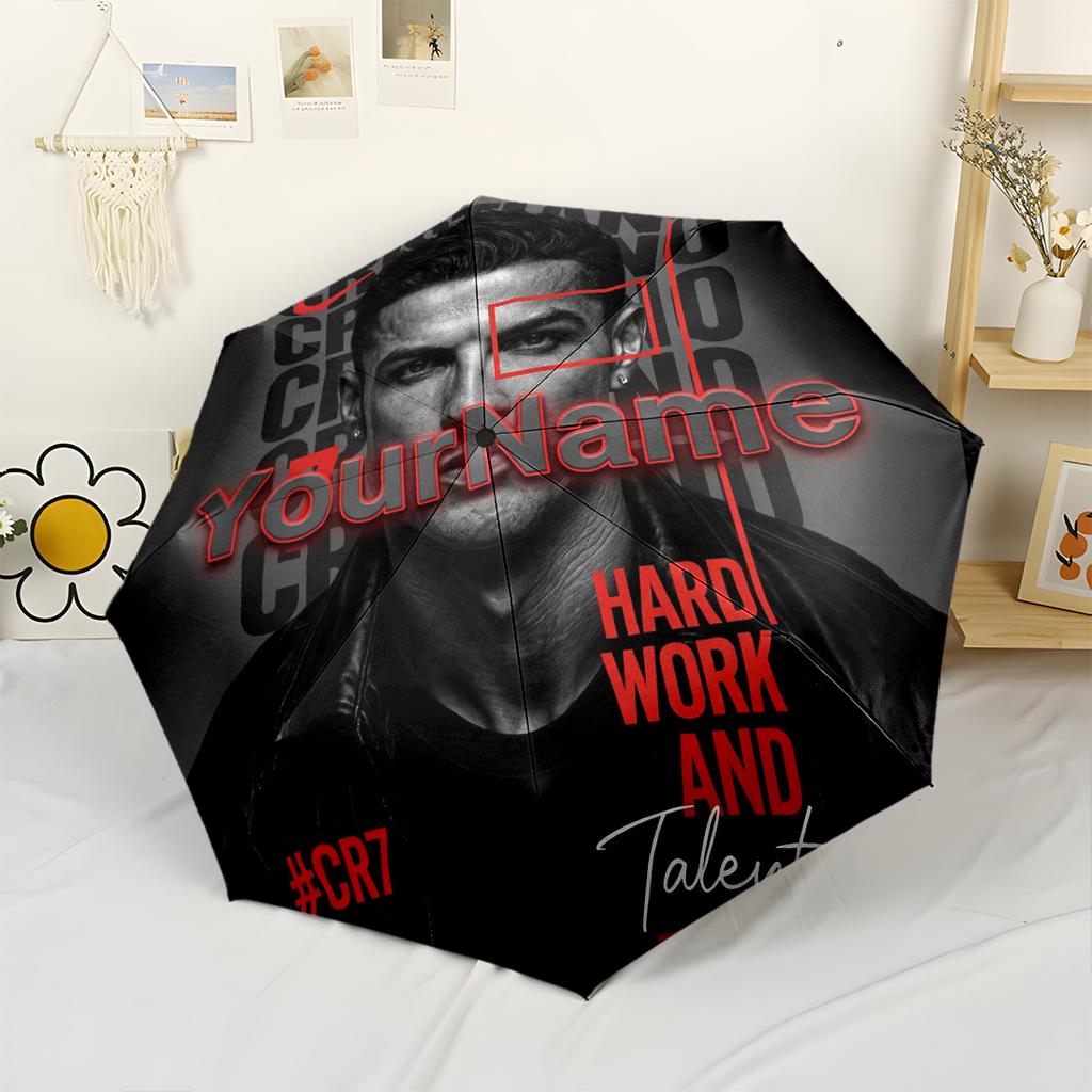 Mbappe Personalized Name Umbrella Compact Travel Automatic Umbrella with 8-Rib Foldable Design for Outdoor Daily Use Elegant Birthday/Christmas Gift