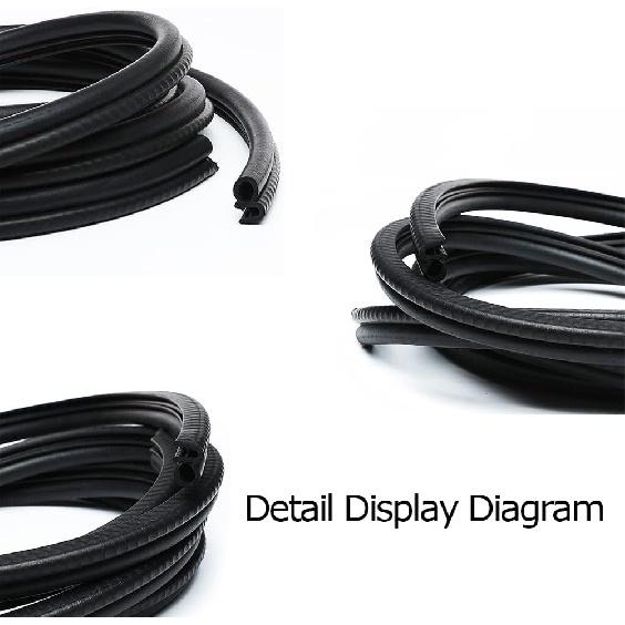 Rubber Edge Trim 23Ft Car Door Seal Strip With Side Bulb, Automotive Weather Stripping Edge Guard Universal Fit For Camper Van, Trucks, SUV, RV