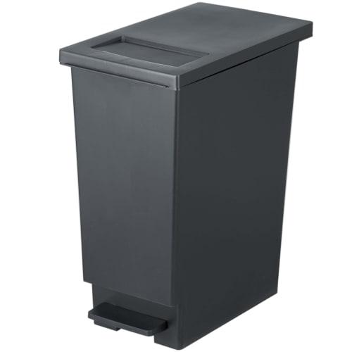 Shinki Gosei Tombo Swish Trash Can, 45 Liters, Push-Pedal Operated, Lid-Free Disposal, Charcoal Black, 26.5cm Wide x 45.5cm Deep x 55.5cm High, Made i