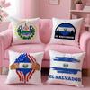 El Salvador Flag Cushion Cover Plush Fabric Soft Double-Sided Printed Invisible Zipper Sofa Pillow Case Home Decor