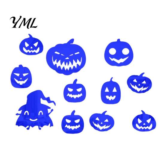 Matte Black Pumpkin Decor for Shop Window 11Pcs Halloween Mirror Wall Stickers, Self-Adhesive Acrylic Ghost Decals, DIY Removable Modern Art