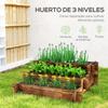3-Level Garden Bed with Ladder Design and Non-Woven Fabric for Crops Flowers 93x93x35 Cm Charred