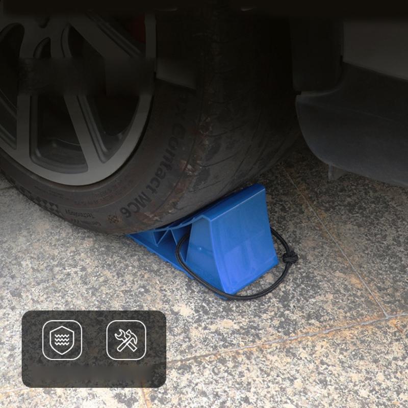 2Pcs Tire Anti-skid Stopper Wheel Chocks with Rope and Wheel Dock for Boat Trailer Travel Camper and RV Accessories