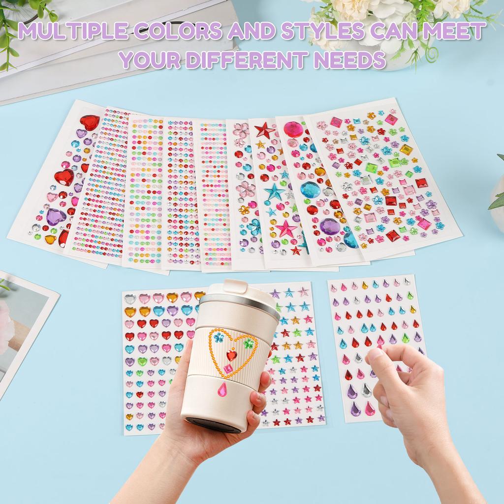 22 Arkusze Naklejek z Klejnotami do Rękodzieła Samoprzylepne Naklejki z Cyrkoniami i Klejnotami Materiały do Rękodzieła DIY do DIY, Scrapbookingu, Tworzenia Kartek