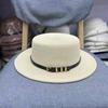 Sunscreen straw hat women's sunshade belt buckle flat top hat top hat traveling shopping straw hat fashion versatile