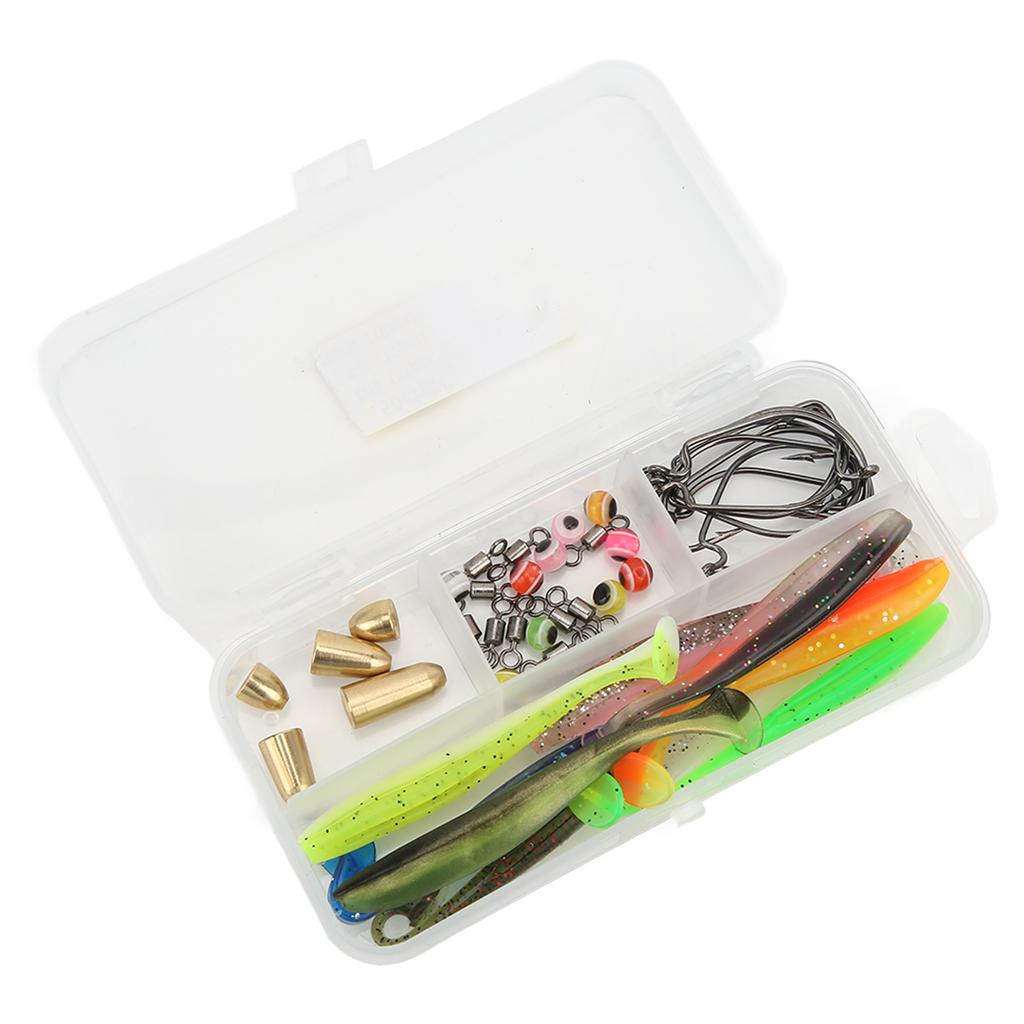 45pcs Fishing Hooks Tackle Kit Fishing Accessories Set with Tackle Box Bait Hook Fishing Swivel for Saltwater