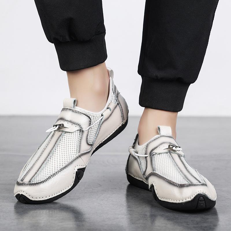 Men's Loafers Fashion Casual Leather Mesh Original Men's Sneakers Shoes Outdoors Work Leather Shoes Men's Shoes Free Shipping