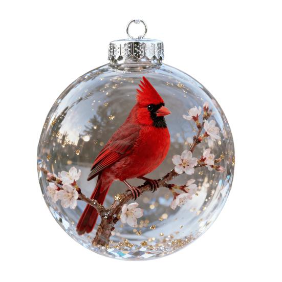 1/4/7Pcs Faux Crystal Glass Bird Ornament Vintage Blown Glass Ball Hanging Red Bird Pendant Tree Fireplace Table Decoration