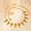 Sweet And Cool Exaggerated Stainless Steel Small Square Chain Cone Rivet Necklace, Women'S Personalized Accessories Nc-2512