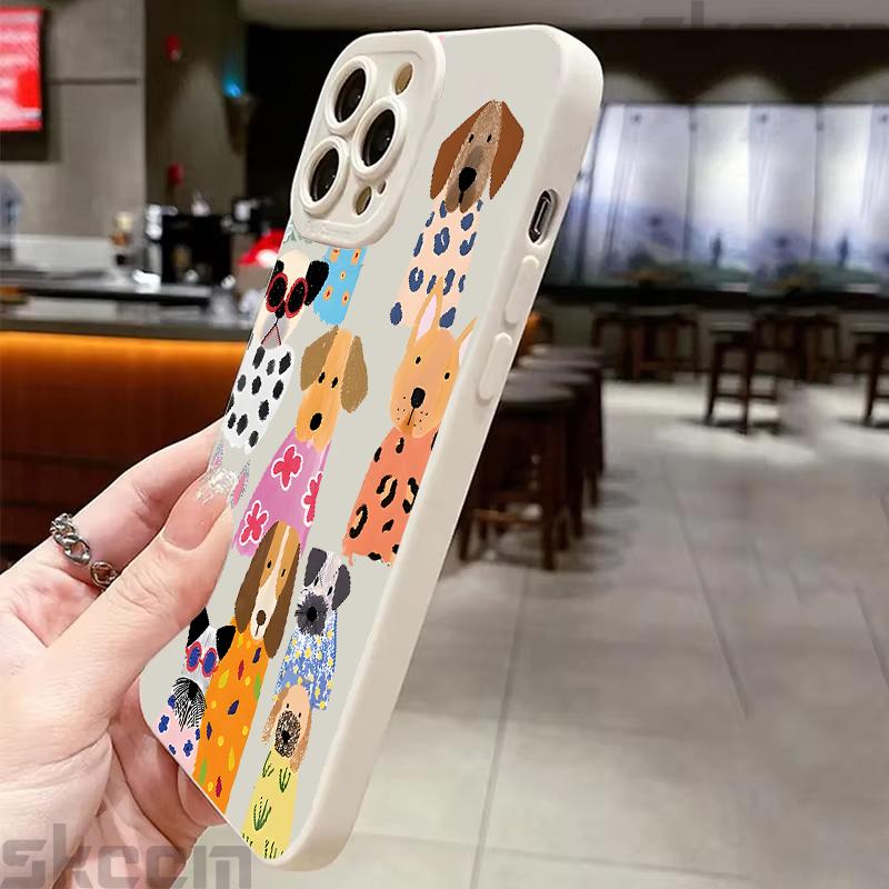 Funny Colorful Dog Pattern Design Phone Case For iPhone 17 16 15 14 Pro Max 12 11 13 Mini 17 Air XS X XR 7 8 Plus 16e Soft Cover