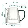 GLASS JUG TEA INFuser 1L TRANSPARENT BOROSILICATE GLASS