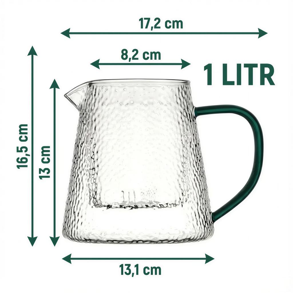 GLASS JUG TEA INFuser 1L TRANSPARENT BOROSILICATE GLASS