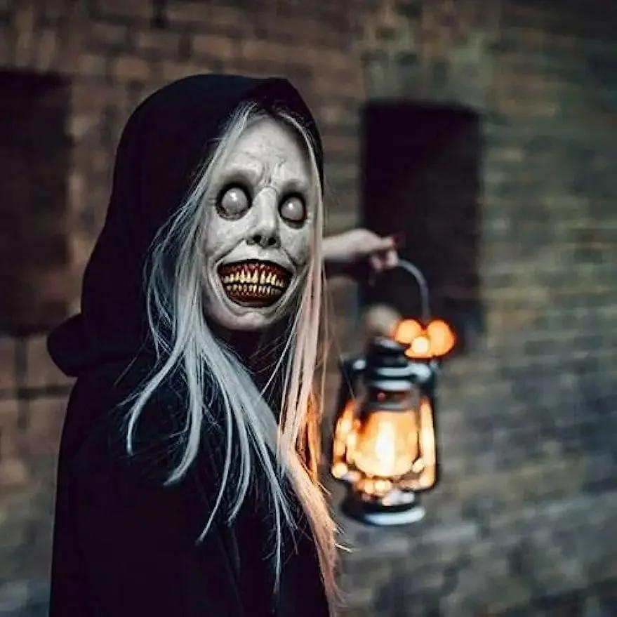 Discover Intime White Halloween Eyed Devil Mask Reusable Adjustable Scary Mask Smile Exorcist Mask Halloween Party Decoration Maskscarnaval Mask