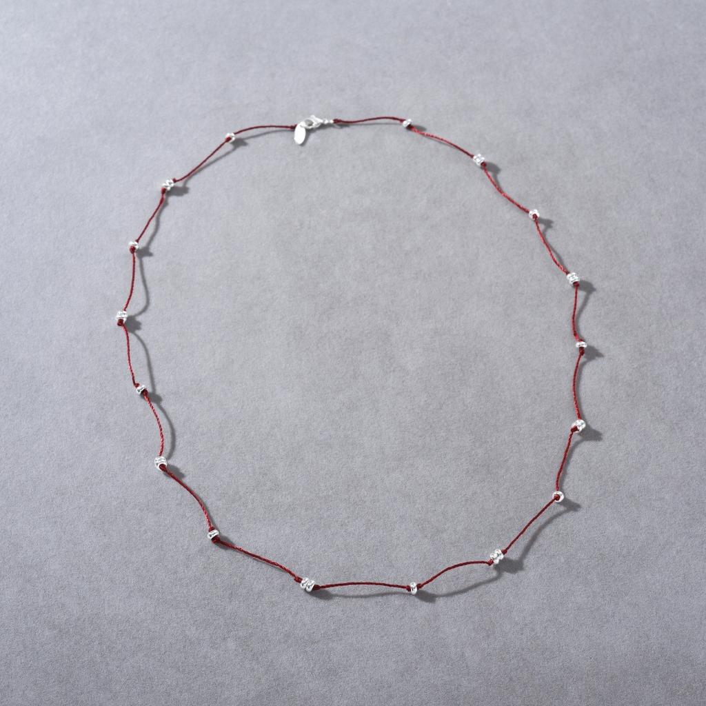 Niche Personalized High-Grade Metal Copper-Plated Platinum Ball Beaded Long Chain Woven Rope Trendy Fashion Simple Necklace
