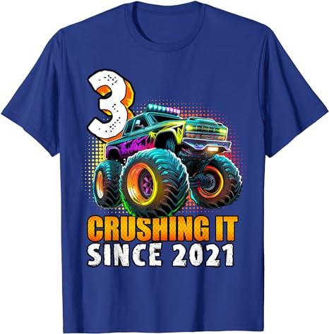 Monster Truck Fun Printed Casual and Comfortable Polyester Short Sleeved T-shirt Suitable for Summer Wear