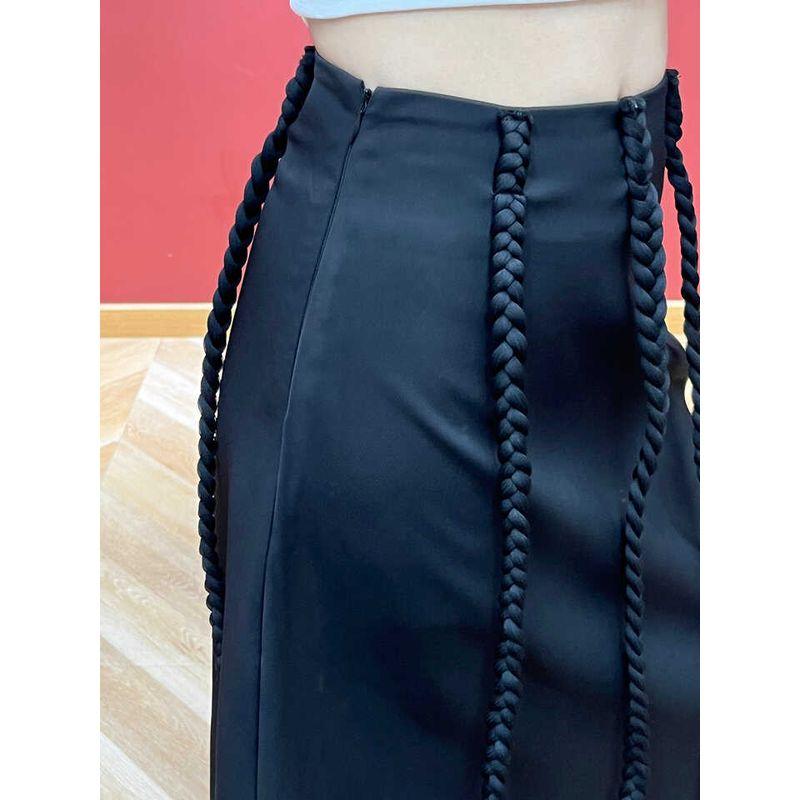 Fall New Arrival Fashion Unique Special High Waist Braid Skirt Women's Mid Length Long Length Slim Looking All-Matching Graceful Mid Skirt