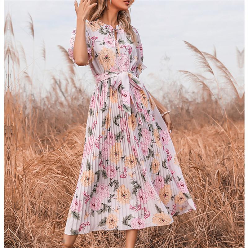 Rochii vintage cu imprimeu vintage cu maneci bufante de vara, pe plaja, rochii dulci, ocazional, cu guler patrat, rochie lunga maxi florala 2022