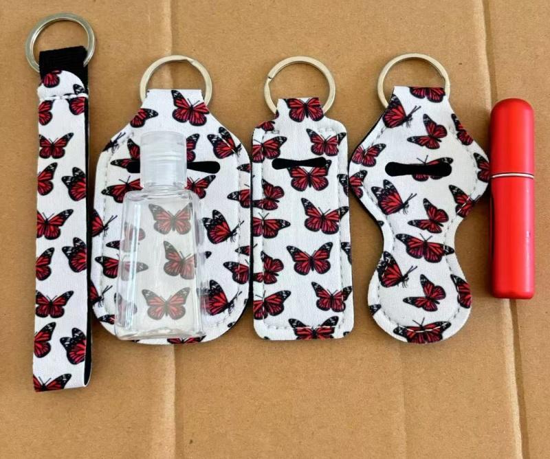 6pcs/set Travel Bottle Chapstick Lanyard Keychain Holders with Lipstick Holder Reusable Lip Balm Pouch Protective Cases