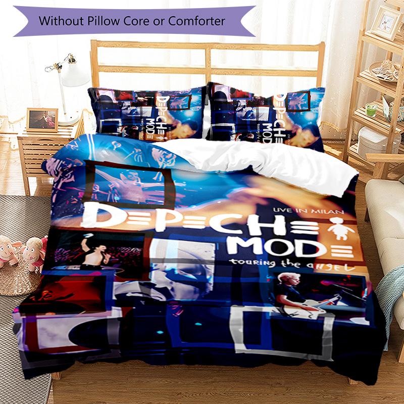 3pcs Depeches Band Mode pattern bedding set duvet cover set includes duvet cover &pillowcases, perfect all season bedroom decoration & gift