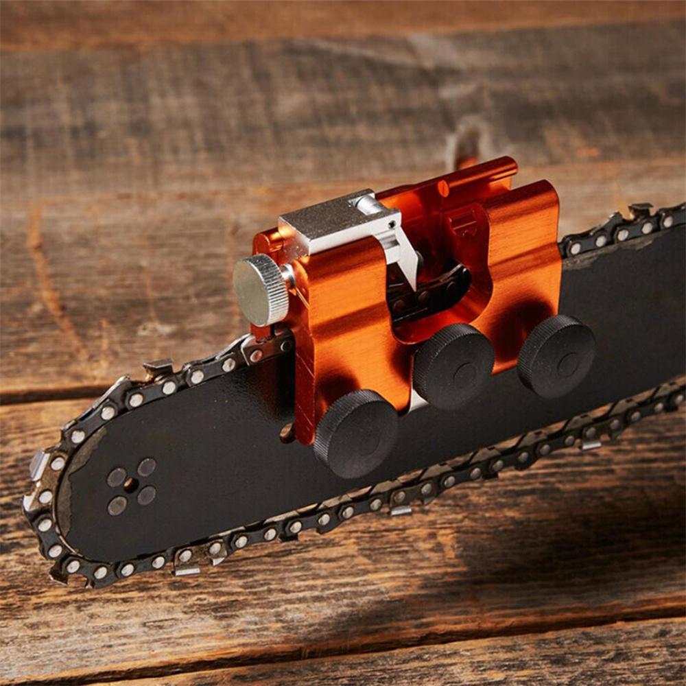Orange Chainsaw Sharpener Kit Fast Sharpening Stone System for Patio Lawn Tools