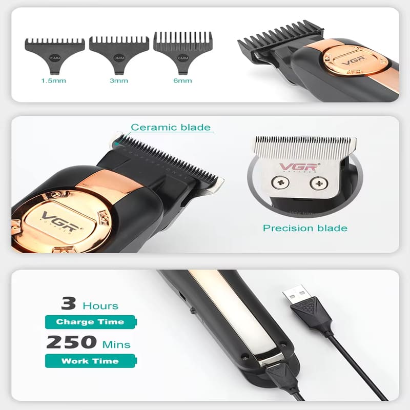 Hair Salon Universal Men's Electric Hair Clipper Home Ultra-long Battery Life Digital Display Rechargeable Plug-in Dual-use Oil-filled Hair Clipper