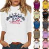 Women's Fashion Casual Three-quarter SleevePrinted Round Neck Top