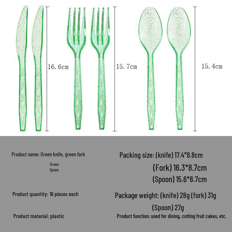 Nuevo Juego de Cubiertos Desechables Dorado Transparente - Cuchillo, Tenedor y Cuchara para Postres y Fiestas