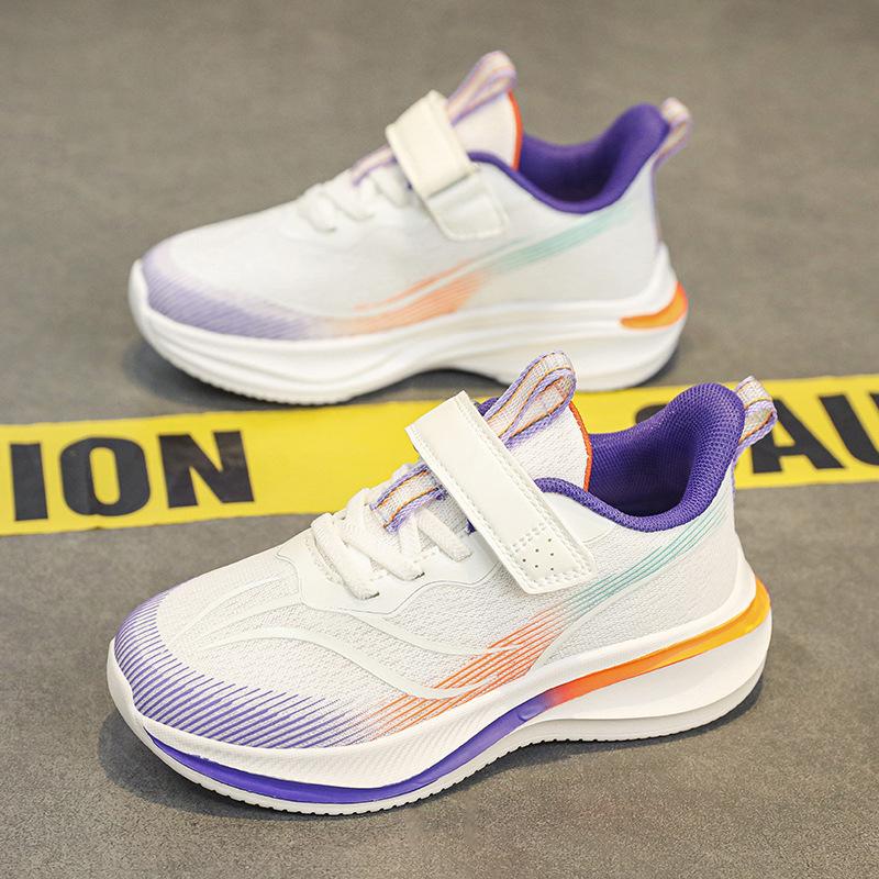 Children's sports shoes, jogging shoes, cushioning soft sole 2025 spring new girls and boys mesh running shoes, medium and old children