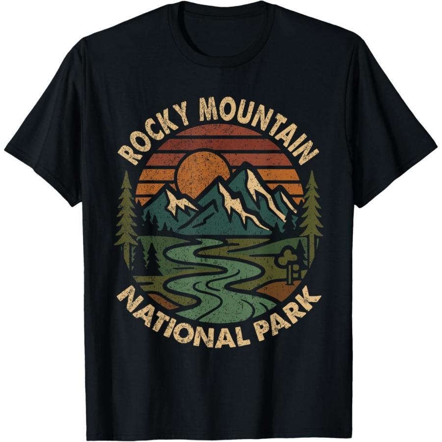 

Rocky Mountain National Park Retro Sunset Mountains T-Shirt(1) XXXXXL чорний