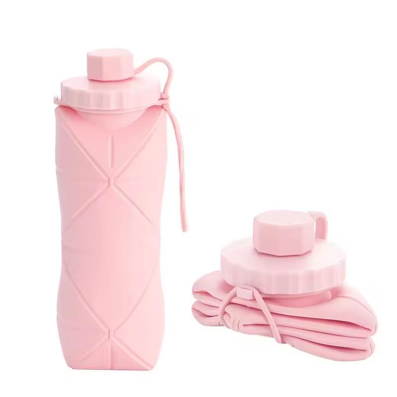 1 Stück 600 ml Großer faltbarer Silikonbecher - Tragbare Reise-Wasserflasche für den Außenbereich, Lebensmittelecht mit frischen Farben, Faltbares Design