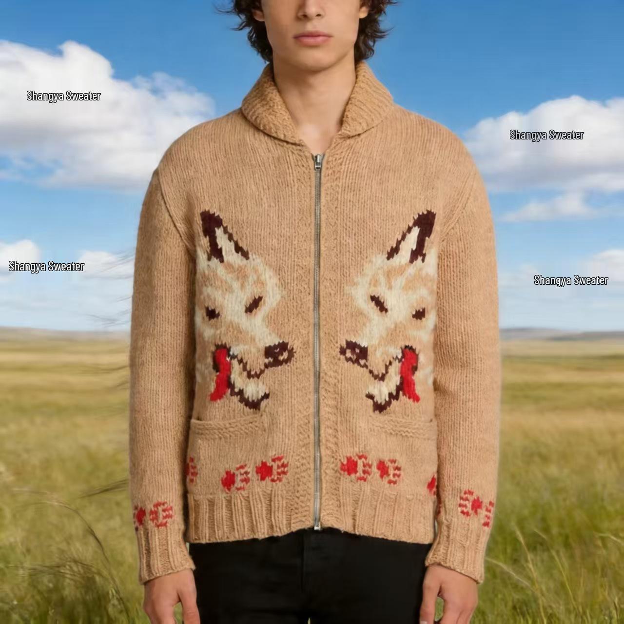 Retro Vilka Galvas Žakarda Rāvējslēdzēja Cardigan: