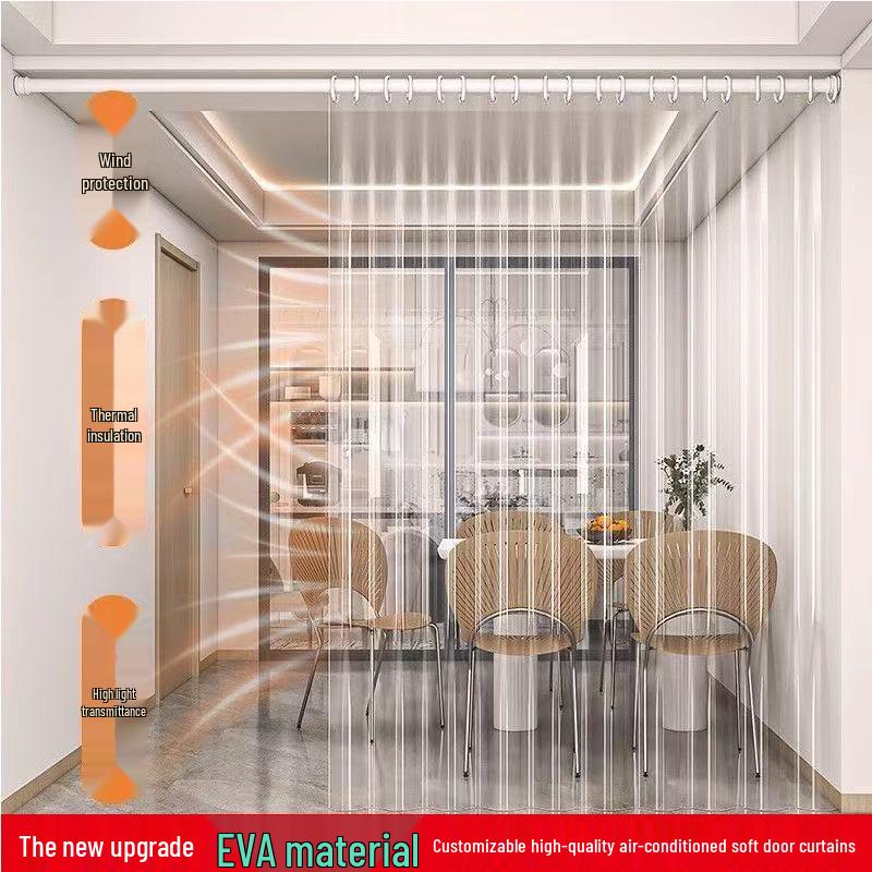 Transparent Door Curtain for Indoor Air Conditioning: Anti-Cold, Dustproof, Heat Insulation with Telescopic Rod