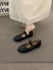 Flat Bottom Niche Mori Retro Coffee Mary Jane Single Shoes Women's 2025 Spring and Autumn Black Square Head Commuting Evening Shoes