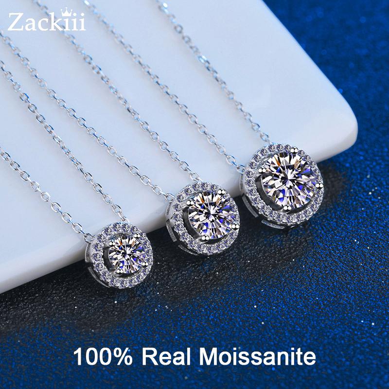 Certified Moissanite Necklace For Women 0 .5 2ct Vvs Brilliant