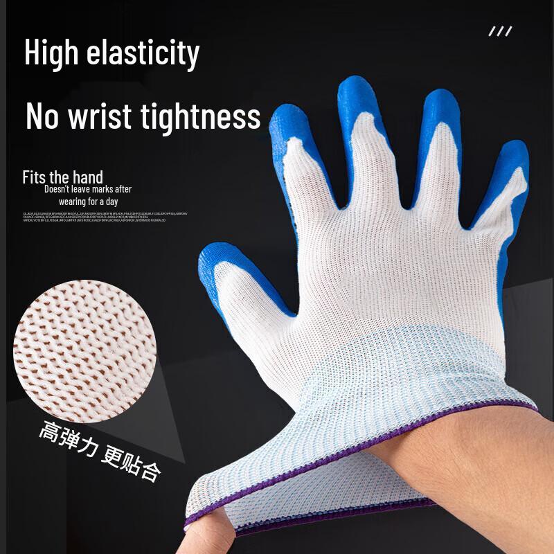 Longdai Black Nitrile Anti-Slip Work Gloves, 12 Pairs