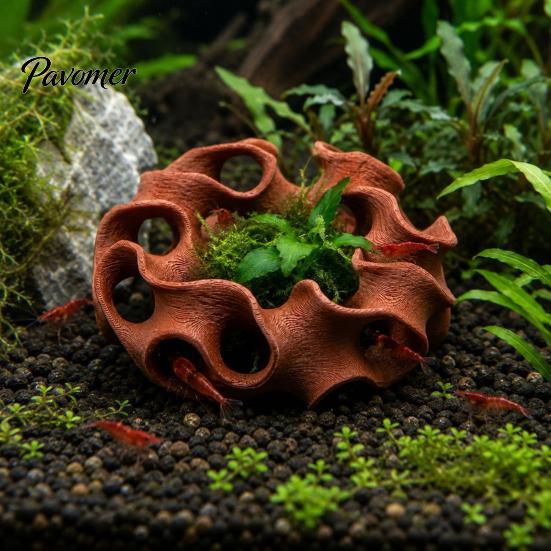 Freshwater Aquarium Decor 3D Printed Hideout Cave, Wavy Hollow Ring Fish Shrimp Shelter, Cave Breeding Hiding Hole Decor, Tank Ornament for