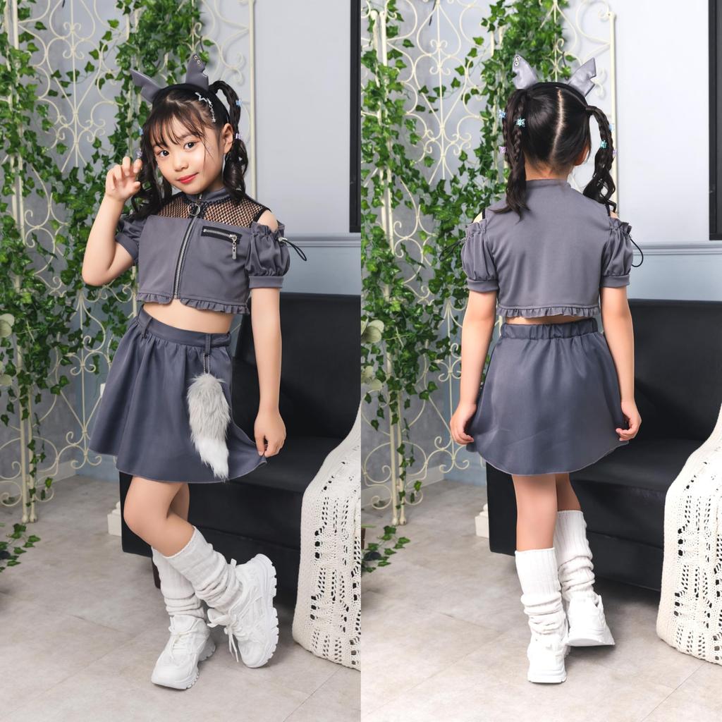 Klarer Stein Toxischer Wolf Cosplay Kostüm für Graue Kinder, 120cm, Mädchen,