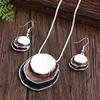 2Pcs/set Multilayer Pendant Jewelry Vintage Boho Jewelry Set Zinc Alloy Enamel Multilayer Round Pendant Necklace and Earrings Elegant Fashion