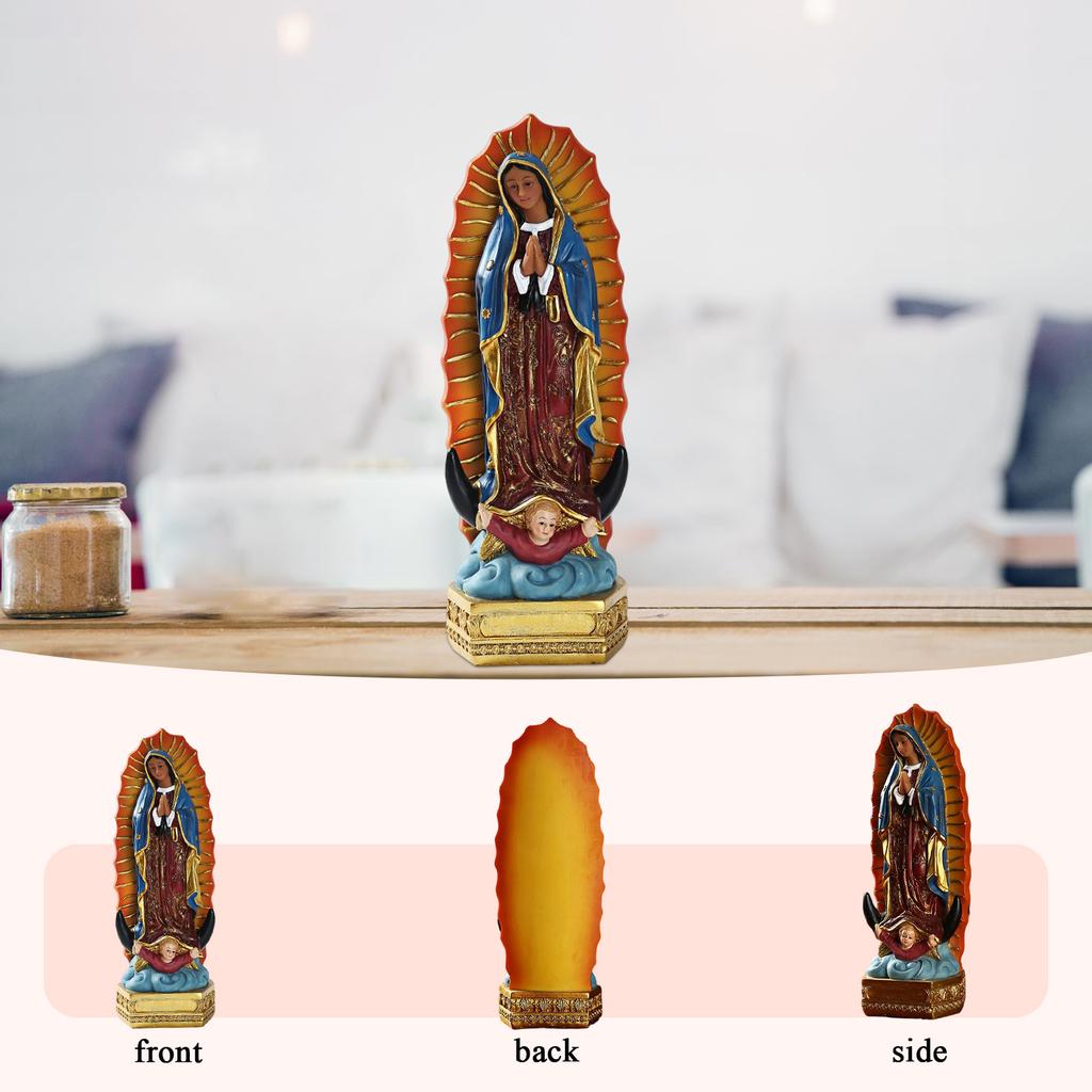 Resin Mexican Virgin Mary Statue Desktop Ornament European Our Lady Statue Handicrafts Home Decor for Office