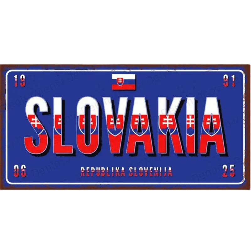 Country Metal Sign License Plate France Russia Tin Sign Car Garage Motorcycle Decoration Spain Poland London Number Plate N39