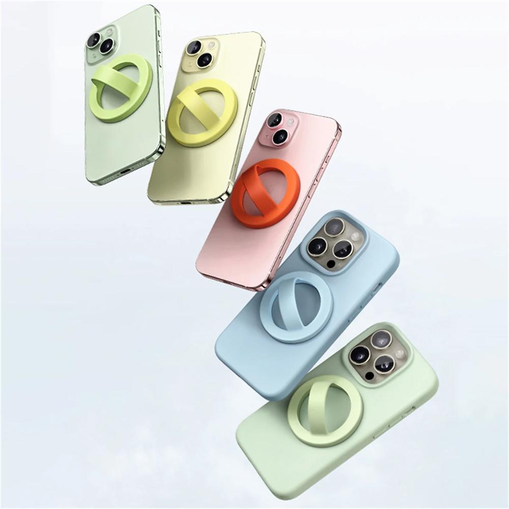Strong Magnetic Liquid Silicone Comfortable Circular Grip Phone Holder For MagSafe Ring Shape Phone Accessories For iPhone 16