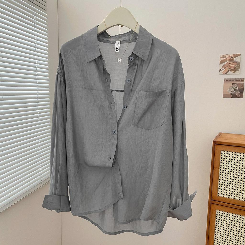 New Korean Simple and Breathable Design Slightly Transparent Shirt, Light and Loose Casual Lazy Style Shirt In Summer