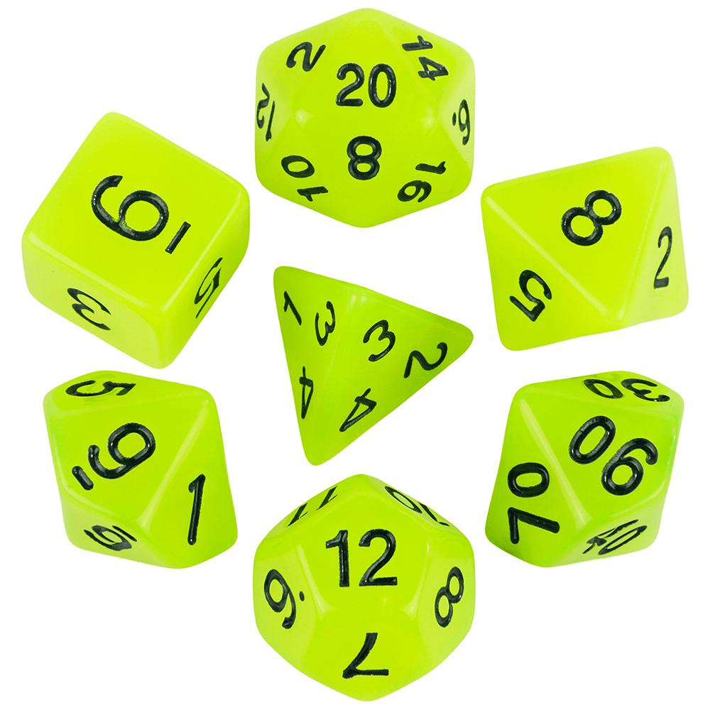 Glowing In The Dark Polyhedral Digital Dice Kit Multi-Color for Boardgame As Gift Entertainment 7 Dice D4 D6 D8 D10 D12 D20