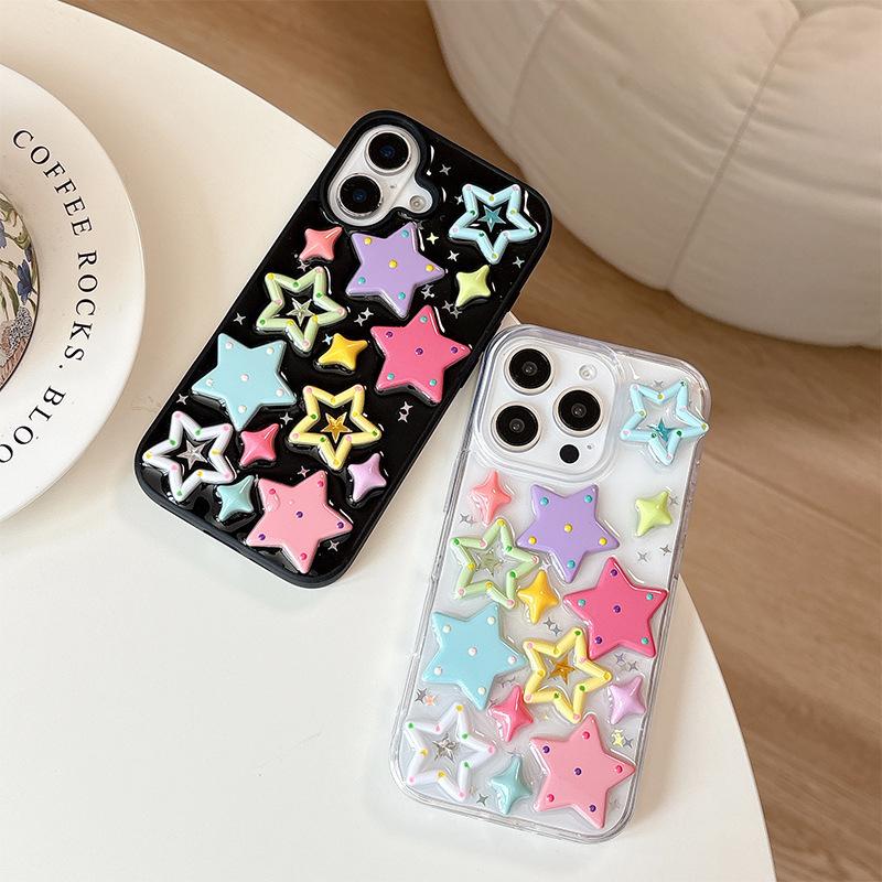 Dopamine Color Star Three-dimensional Mobile Phone Case for Apple17promax for IPhone16 Anti-fall Personality